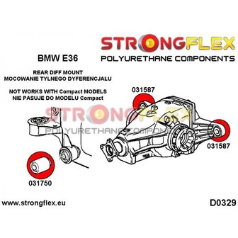 Strongflex achterste differentieel rubber E36 - Red