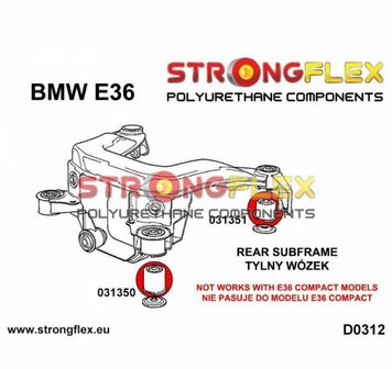 Strongflex voorste subframe rubber achteras E36 - Yellow