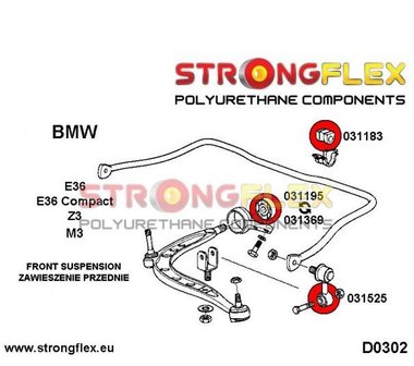 Strongflex voorste stabilisatorstang rubber E30 E36 Z3 - Yellow