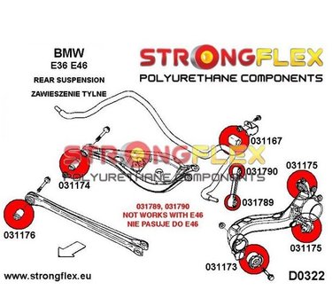 Strongflex onderste draagarm rubber achteras E36 E46 X3 Z4 - Red