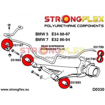 Strongflex opstaande stabilisatorstang rubber E30 E36 E28 E34 E32 Z3 - Yellow