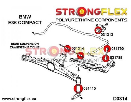 Strongflex subframe rubber achteras E36 Compact, Z3 - Yellow