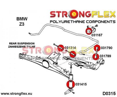 Strongflex draagarm rubber achteras E30, E36 Compact, Z3 - Yellow