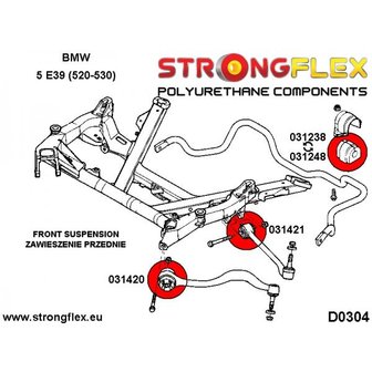 Strongflex stabilisatorstang rubber vooras E8x E46 E9x E39 Z4 X1 - Red