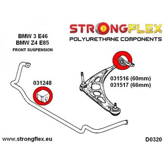 Strongflex stabilisatorstang rubber vooras E8x E46 E9x E39 Z4 X1 - Red