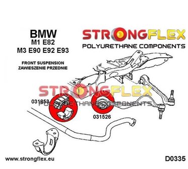 Strongflex reactie-arm rubber E8x E9x E89 E84 - Yellow