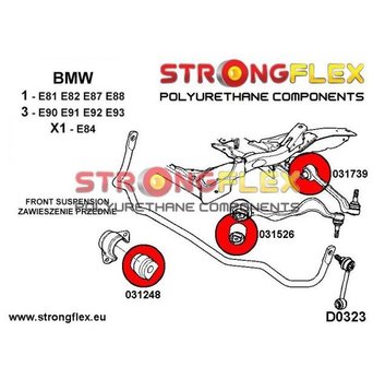 Strongflex reactie-arm rubber E8x E9x E89 E84 - Yellow