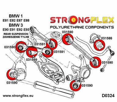 Strongflex achterste draagarm rubber E8x E9x E84 - Yellow