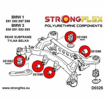 Strongflex achterste subframe rubber E8x E9x - Yellow