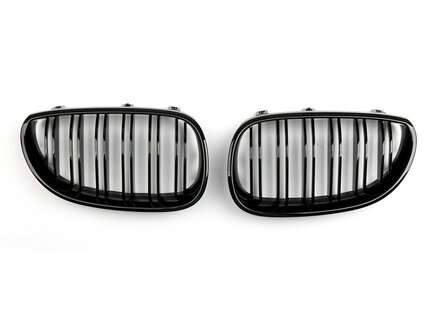 Dubbelspaak grille hoogglans zwart E60/E61