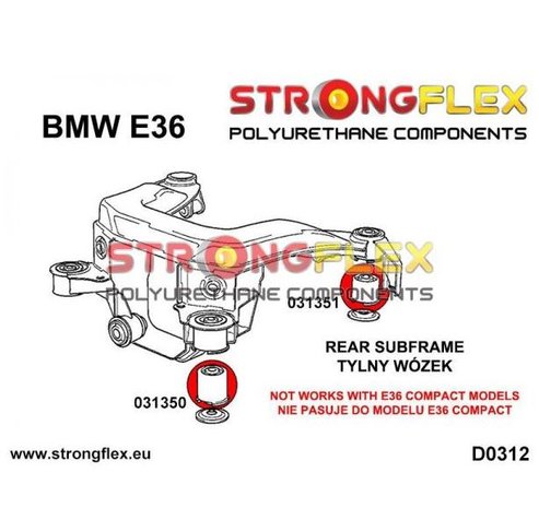 Strongflex achterste subframe rubber achteras E36 - Red