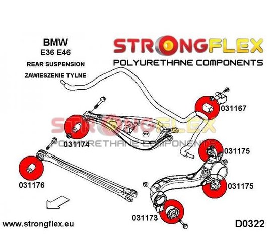 Strongflex stabilisatorstang rubber achteras - Red