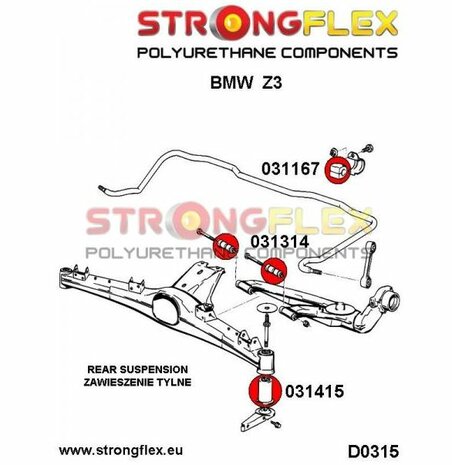 Strongflex stabilisatorstang rubber achteras - Red