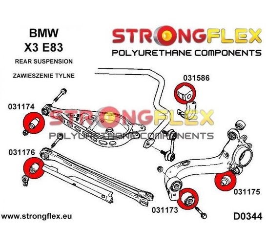 Strongflex voorste draagarm rubber achteras E36 E46 X3 Z4 - Red