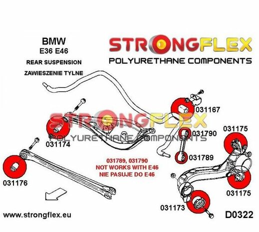 Strongflex bovenste draagarm rubber achteras E36 E46 X3 Z4 - Red