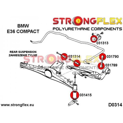 Strongflex opstaande stabilisatorstang rubber E30 E36 E28 E34 E32 Z3 - Yellow