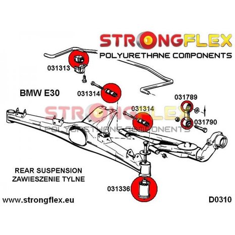 Strongflex draagarm rubber achteras E30, E36 Compact, Z3 - Yellow