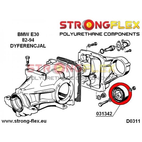 Strongflex differentieel rubber E30, E36 Compact, Z3 - Yellow