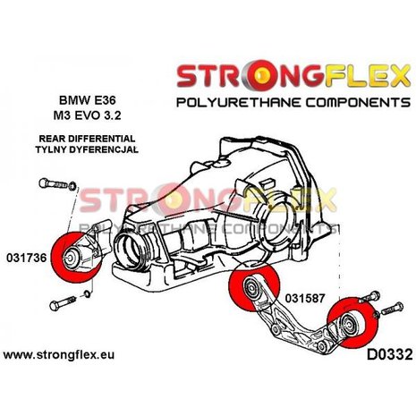 Strongflex voorste differentieel rubber E36 M3 EVO - Yellow