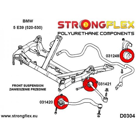 Strongflex reactie-arm rubber E39, E60/E61, E63/E64, E65/E66 - Yellow