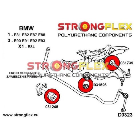 Strongflex reactie-arm rubber E8x E9x E89 E84 - Yellow