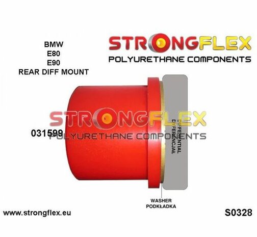 Strongflex achterste differentieel rubber E8x E9x - Yellow